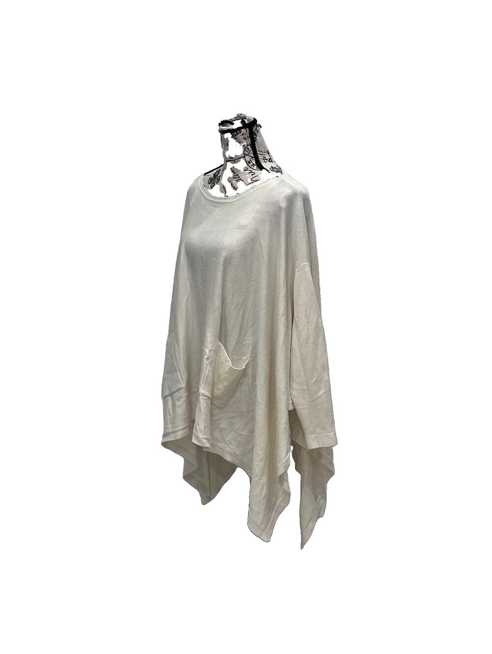 Fleur de Lis Ivory Sweater Poncho Blouse Women’s Medium Boho Lagenlook Beach - Picture 3 of 9